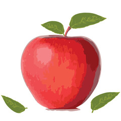 red apple with leaf