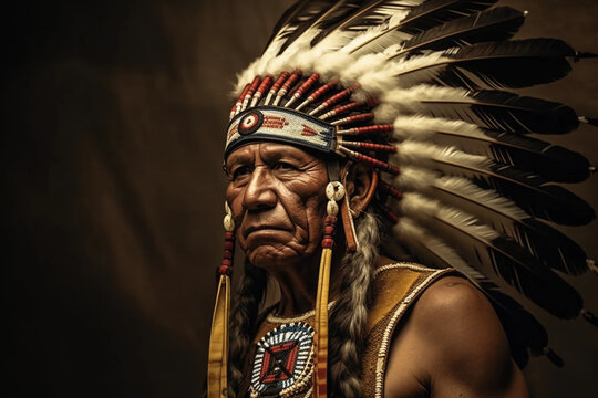 Honoring Traditions - Unraveling the Story of a Male Native American Chief Created by AI