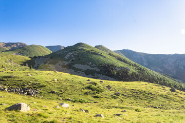 Fototapeta premium Paysage de montagne, matin ensoleillé