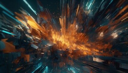 blue abstract line digital futuristic modern background technology light yellow design. Generative AI.