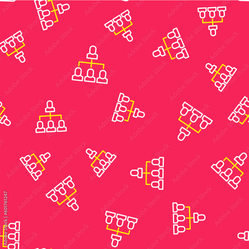 Poster line business hierarchy organogram chart infographics icon isolated seamless pattern on red backgrou