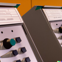 Illustration of grey voting machines. AI Image