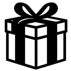 Birthday Icon: Black Vector of a Cute Gift 