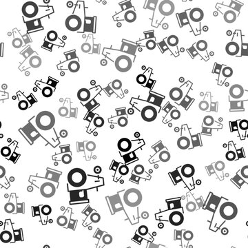 Black Tractor icon isolated seamless pattern on white background. Vector