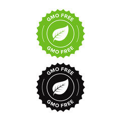 GMO free icon. Vector green leaf non GMO logo sign for healthy food package design. - obrazy, fototapety, plakaty