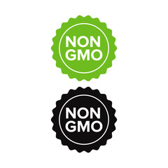 Non GMO free food packaging seal or sticker flat icon - obrazy, fototapety, plakaty
