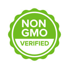 Fototapeta premium Non GMO verified label. GMO free icon. No GMO design element for tags, product packag, food symbol, emblems, stickers. Healthy food concept. Vector illustration