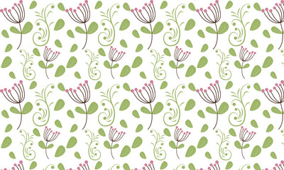 Vector seamless flower and leaf pattern editable template design.
