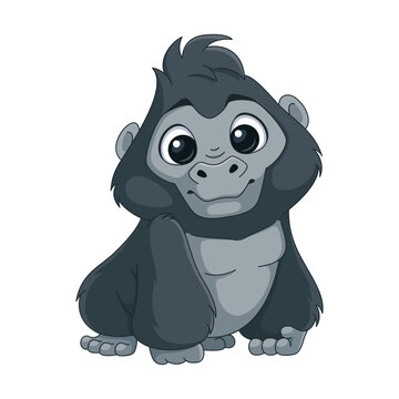 Cute gorilla cartoon vector illustration