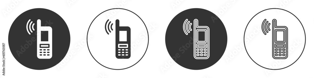 Poster black smartphone with free wi-fi wireless connection icon isolated on white background. wireless tec