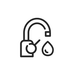 Water Faucet Icon. Vector Outline Isolated Editable Illustration of Domestic Water Supply on a White Background.