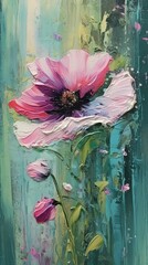Flower art. Oil painting of flowers. Stunning impasto painting. Generative AI.