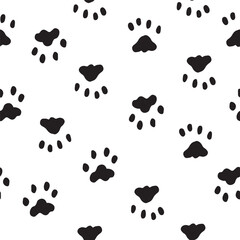 Black and white animal footprint seamless pattern.