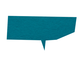 Blue paper speech bubble on transparent background