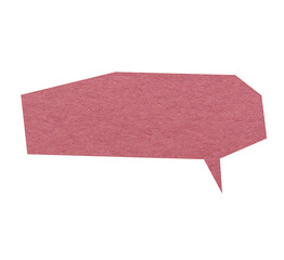 Pink paper speech bubble on transparent background