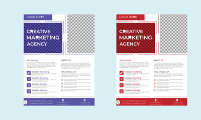 A creative marketing agency flyer set with Blue and Red color.Best for advertisement.