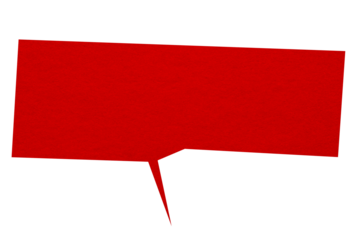 Red paper speech bubble on transparent background