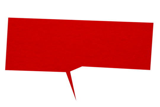 Red paper speech bubble on transparent background