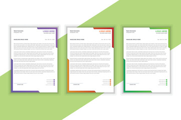 Corporate business letterhead design in thee color variations. Simple and elegant letterhead template.