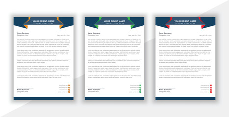 Attractive and modern corporate business letterhead layout in three colors.