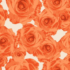 Floral pattern. rose flowers are orange. High quality illustration,Floral seamless pattern on a cream background. Seamless orange rose florals on cream background with Valentine's day,textiles,extra.,
