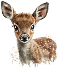 Portrait of a small deer, watercolor style