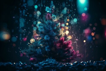 Festive abstract Christmas tree wallpaper header. Generative AI