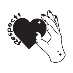 Respect doodle vector outline icon. EPS 10 file