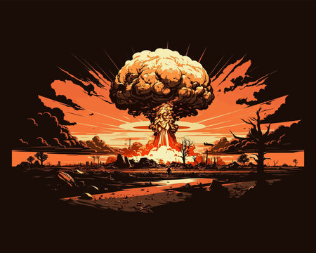Nuclear bomb explosion vector illustration EPS 10