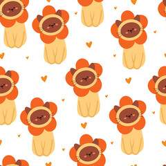 seamless pattern cartoon cat and flower. cute animal wallpaper for textile, gift wrap paper