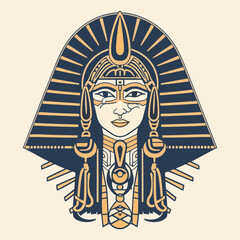 Cleopatra handdrawn logo design illustration Generative AI