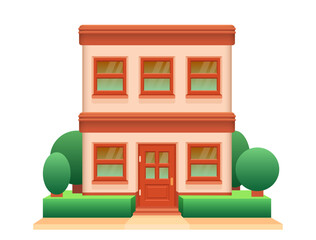 Residential building. Facade, building exterior. Vector clipart isolated on white background.