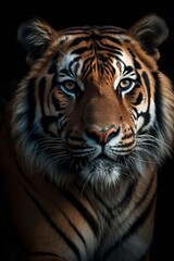 Obraz premium Tiger head portrait, created with generative AI