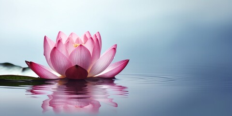 Image of Zen lotus flower on water, meditation concept, illustration generative ai printed on Printed Glass Splashbacks