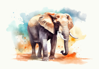 Fototapeta na wymiar Elephant in watercolor style. African or Indian wild elephant detailed illustration. Vector EPS 10