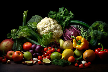 heirloom vegetable garden, with mix of different types and colors of vegetables, created with generative ai