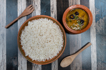 Traditional Daal Chawal with Spices and Sides