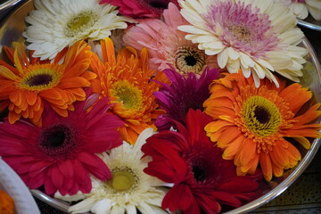 A bowl of colorful flowers