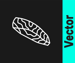 White line Fish steak icon isolated on black background. Vector