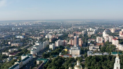 Fototapeta na wymiar Panorama of the city of Penza from the air in the summer. Penza, Russia. The city of Penza in Russia shot from a height.