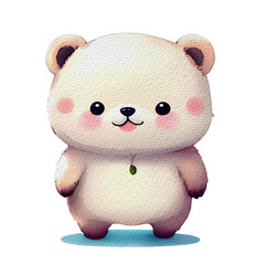 watercolor bear sticker with border