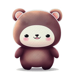 Fototapeta premium watercolor bear sticker with border