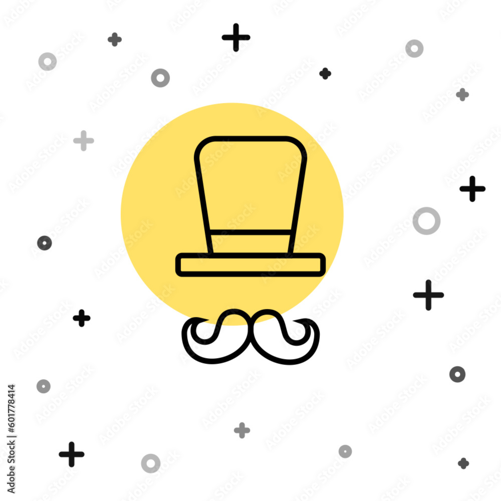 Poster black line magician icon isolated on white background. random dynamic shapes. vector