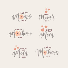 A set of cute stickers designs for a mother's day.	
