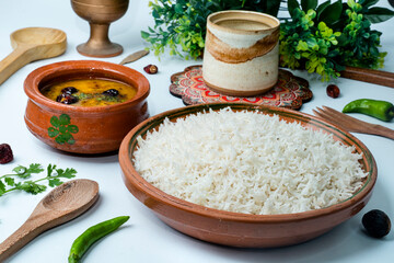Traditional Daal Chawal with Spices and Sides