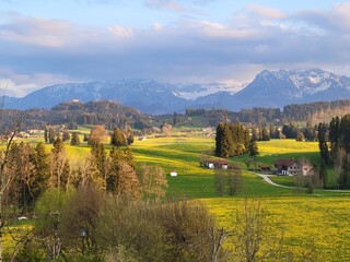 Bavarian Countryside and Alps in Distance - Fussen, Germany