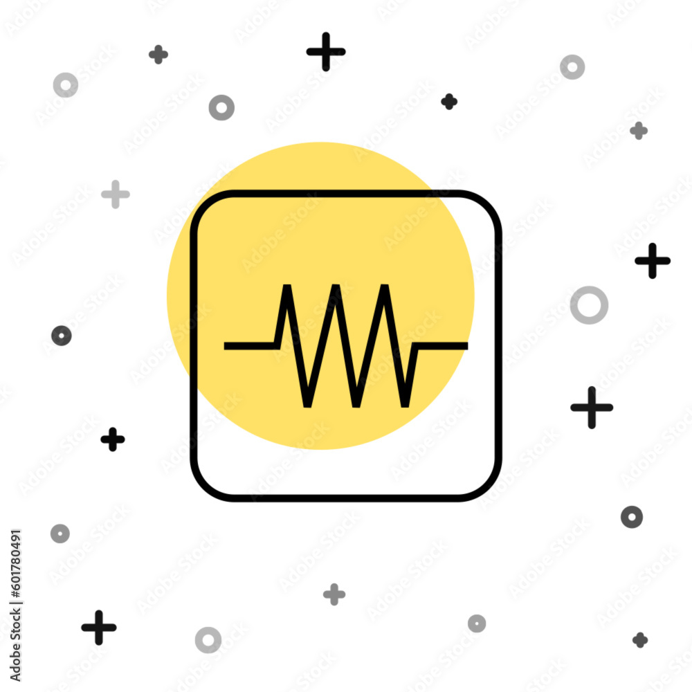 Poster black line resistor in electronic circuit icon isolated on white background. random dynamic shapes. 