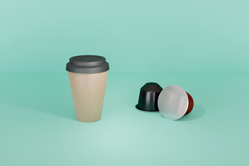 Coffee cup and capsules
