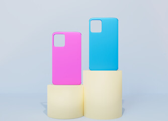 two mobile phone cases on studio background