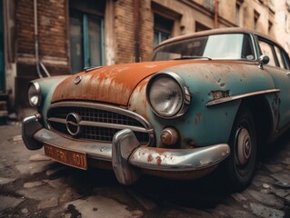 Fragments of an old car created with Generative AI technology